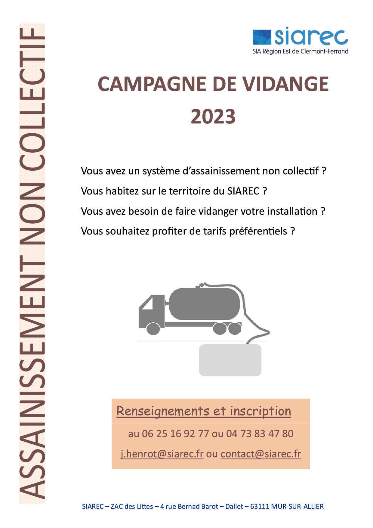 Campagne de vidange 2023 de l'assainissement non collectif